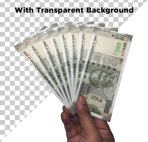 Indian Rupee Notes Currency PNG PSD Isolated on Transparent Background