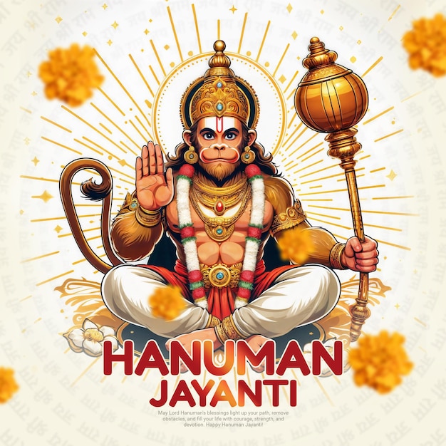 PSD indian spiritual god hanuman jayanti bajrang bali celebration social media post template