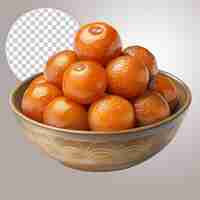 PSD indian sweet food gulab jamun served in a round ceramic bowl