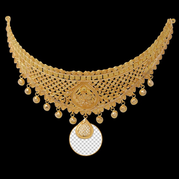 Индийские традиционные золотые украшения на прозрачном фоне