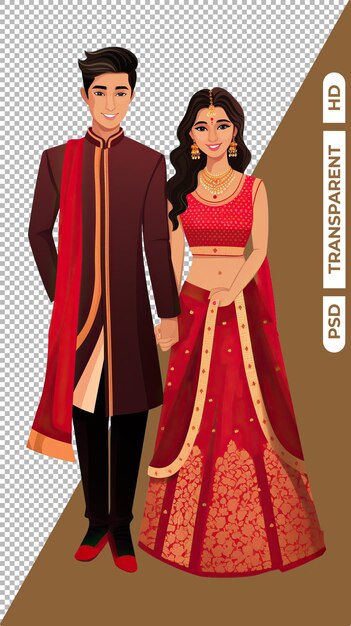 PSD a indian wedding bride amp groom isolated on transparent background