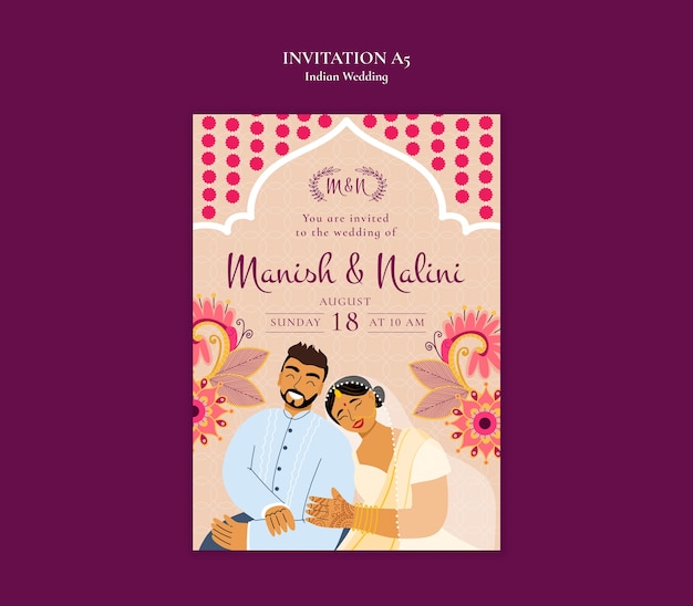 インドの結婚式のテンプレートデザイン