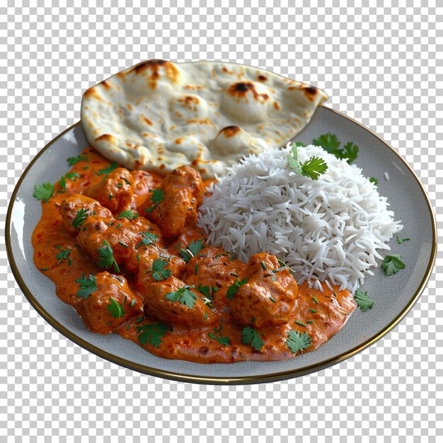 PSD indiase gerechten paneer roti nan indiase keuken indiase thali rijst geïsoleerd op doorzichtige achtergrond