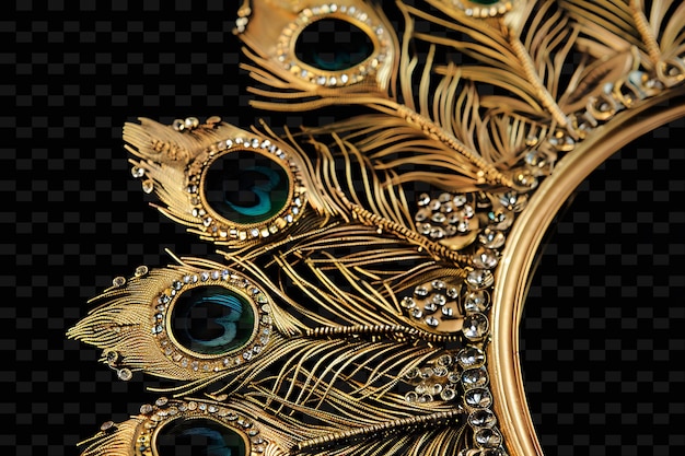 PSD indiase gouden frame met peacock veer ontwerp ingekroot met png luxe achtergrond ontwerp