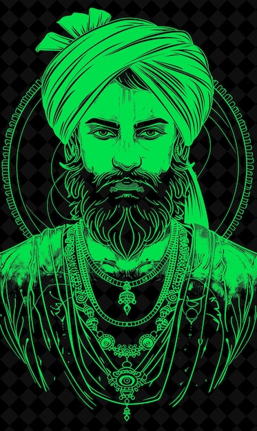 PSD indiase raja man portret met een turban en sherwani met levendig kleurenontwerp png collecties