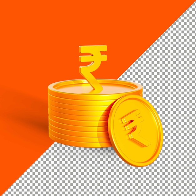 Indiase roepie gouden muntstuk 3d render