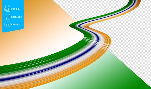 PSD indiase vlag golvende abstracte lint vlag geïsoleerd op indiase vlag kleur achtergrond 3d illustratie