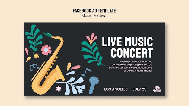 PSD modello facebook per eventi di musica indie