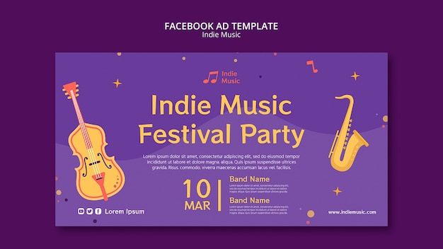 PSD modello facebook di musica indie