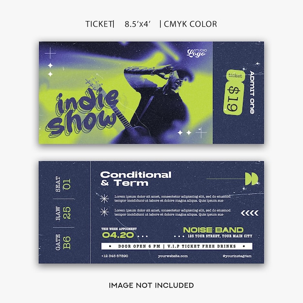 PSD indie music show ticket