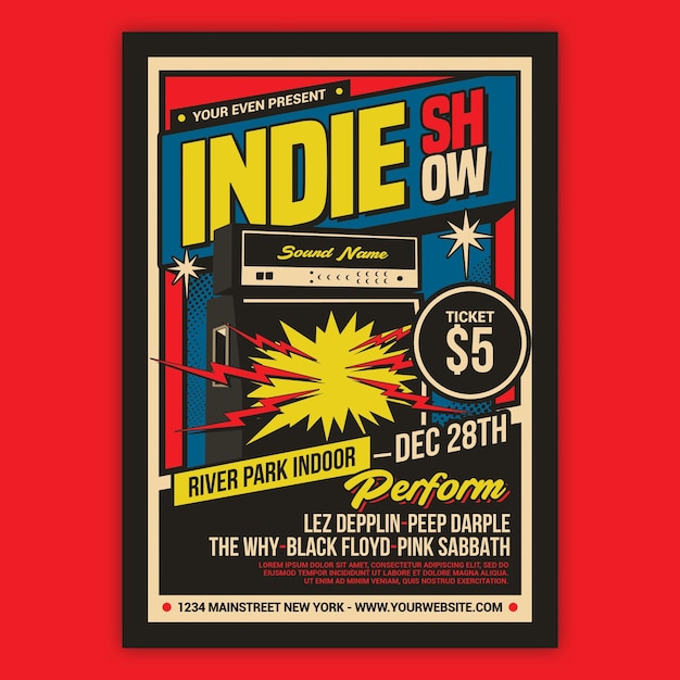 Indie-muziekshow-flyer