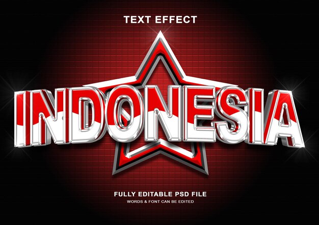 Эффект стиля 3d-текста индонезии
