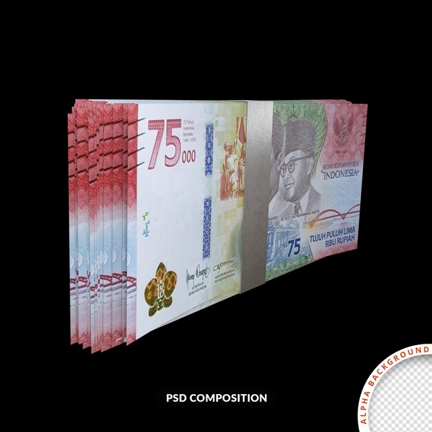 PSD indonesia currency rupiah banknote isolated premium psd