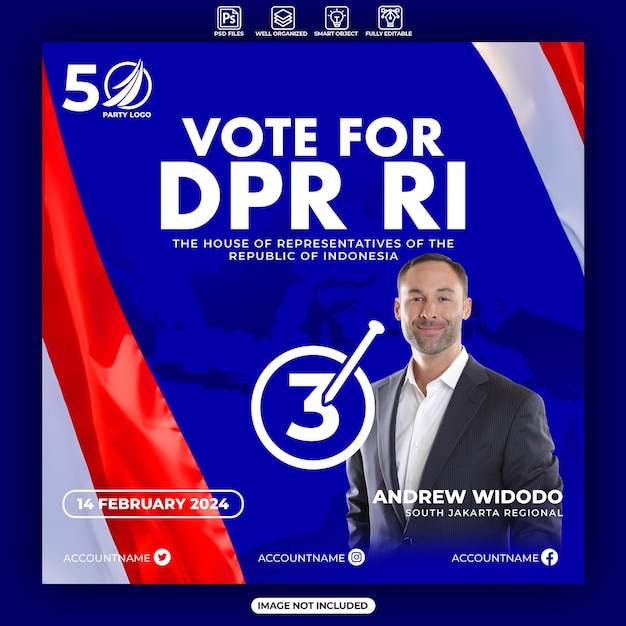 PSD インドネシア民主主義選挙のポスターやバナーのテンプレート