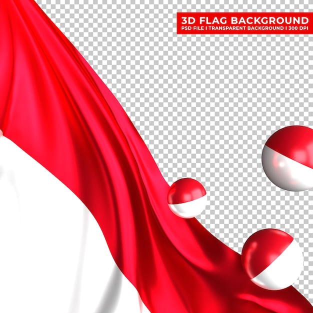 PSD indonesia flag background with 3d ball ornament