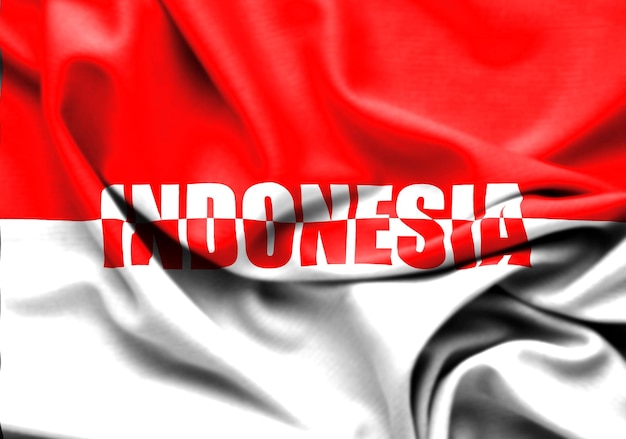 Indonesia flag realistic mockup