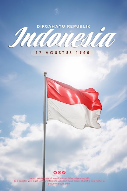 PSD bandiera indonesia con cielo blu