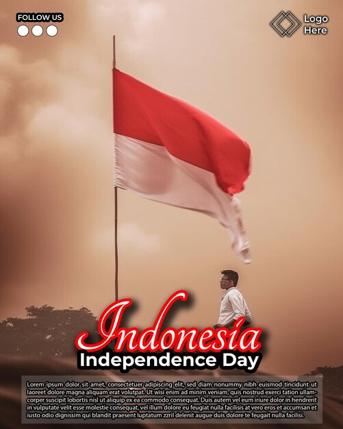 PSD volantino per l'album del giorno dell'indipendenza dell'indonesia