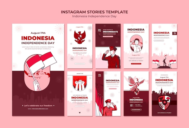 PSD 인도네시아 독립 기념일 인스타그램 스토리 컬렉션