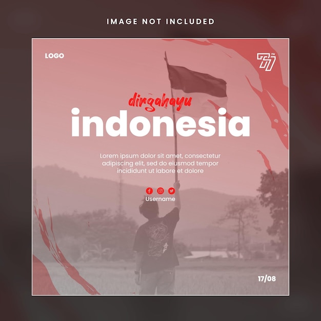 Indonesia independence day modern social media post template