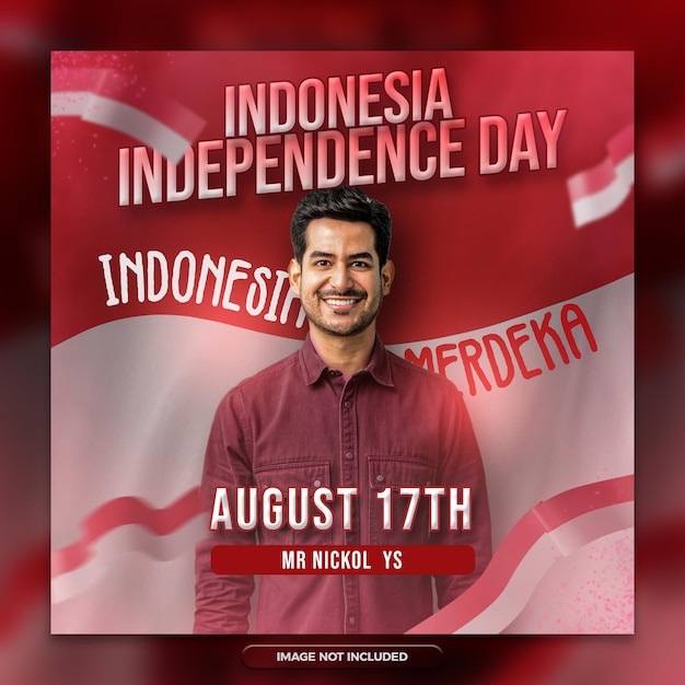 Пост в социальных сетях ко дню независимости индонезии или шаблон флаера
