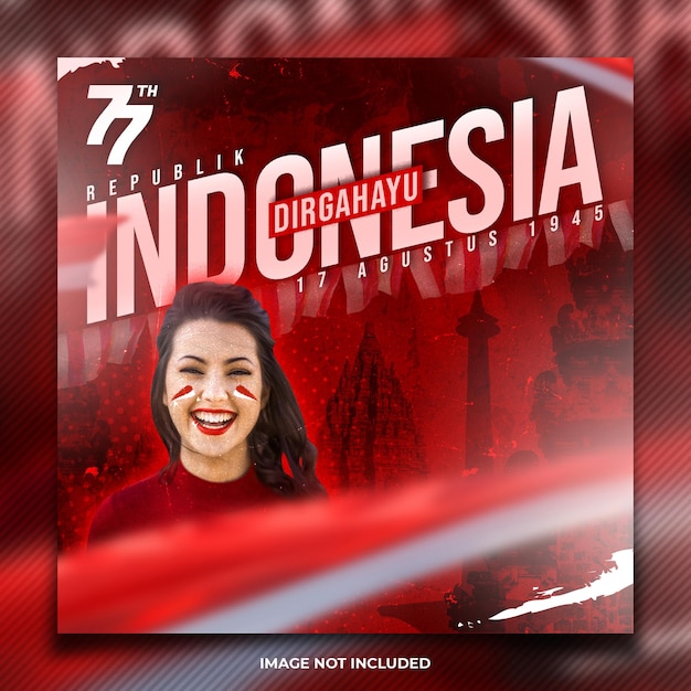 PSD indonesia independence day social media post template