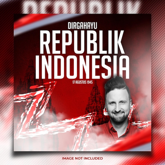 Indonesia independence day social media post template