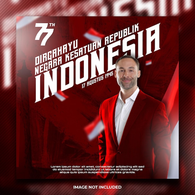 Indonesia independence day social media post template