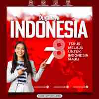 PSD indonesia independence day social media post template