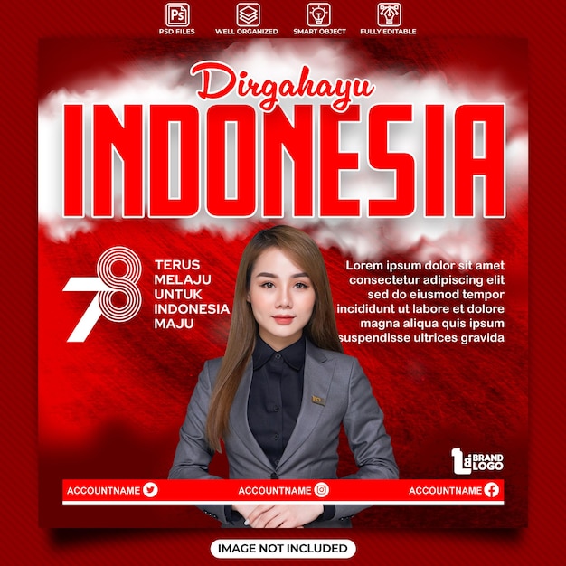 PSD indonesia independence day social media post template