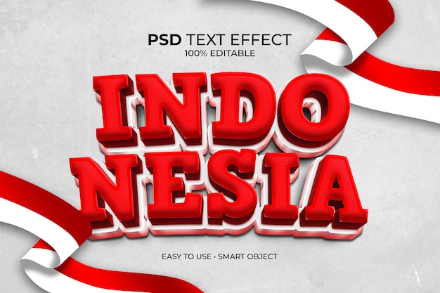 PSD effetto del testo del giorno dell'indipendenza dell'indonesia