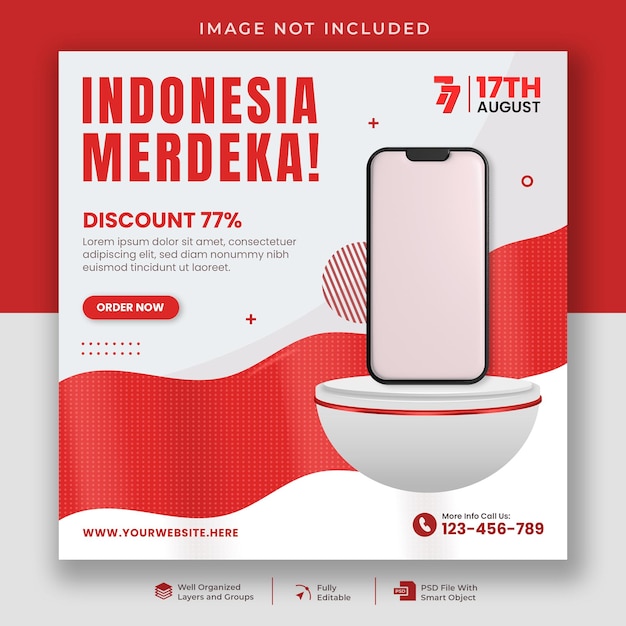 Indonesia merdeka sale social media post template