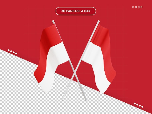 Indonesian flag 3d icon