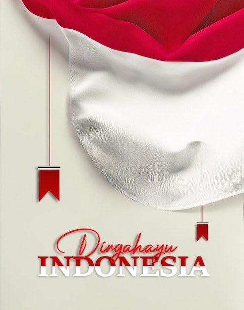 PSD indonesian flag republik indonesia independence day social media post banner