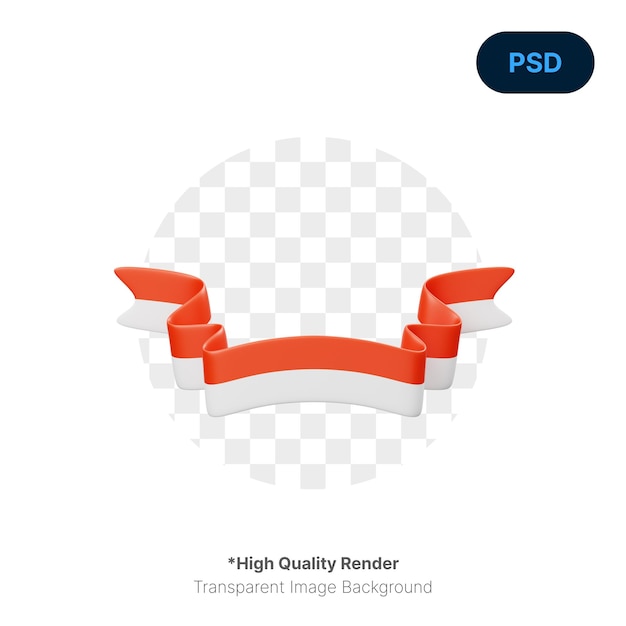 Indonesian flag ribbon 3d icon premium psd