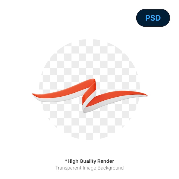 PSD indonesian flag ribbon 3d icon premium psd