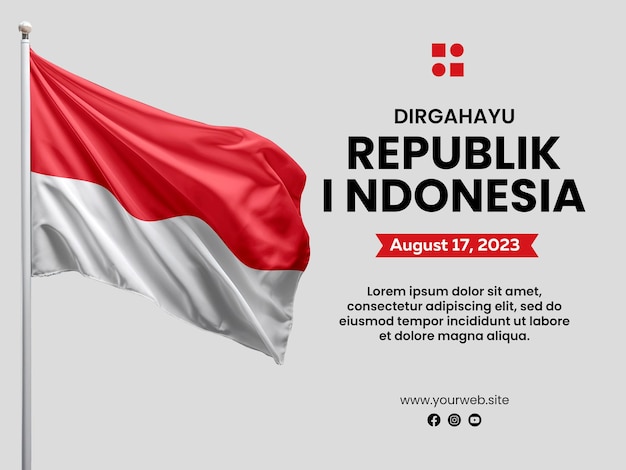 Indonesian independence day celebration with flag background