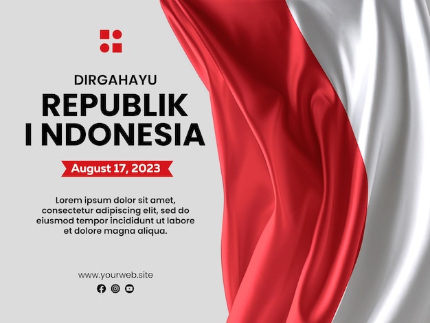 Indonesian independence day celebration with flag background