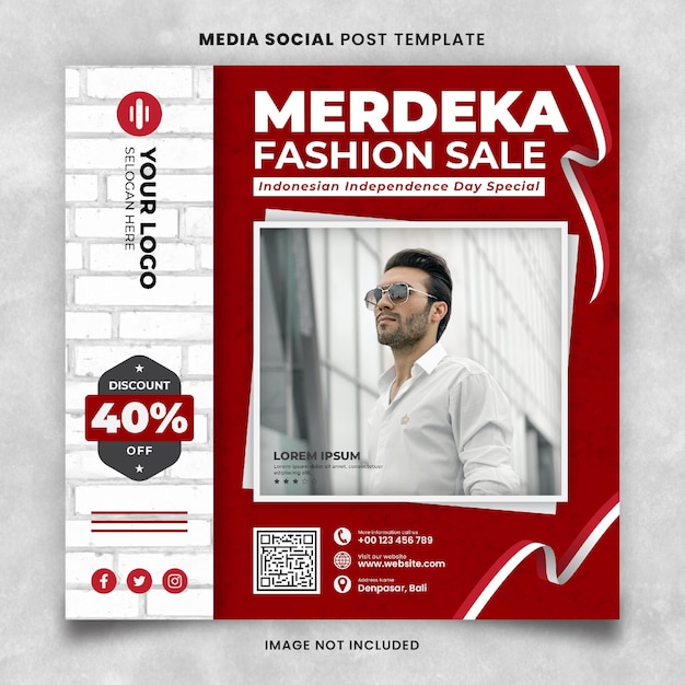 Indonesian Independence Day Fashion Sale Social Media Post Template