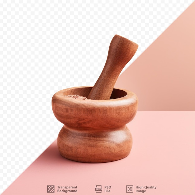 PSD an indonesian kitchen tool used to make spicy sauce consisting of a wooden mortar and pestle isolated on a transparent background