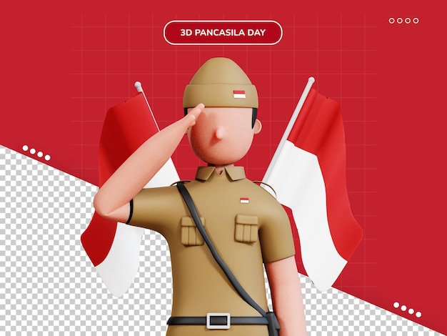 PSD indonesian male hero 3d icon