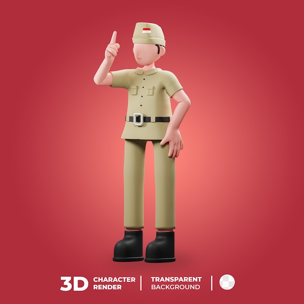 PSD indonesian veteran 3d character