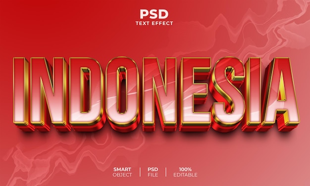 Indonesië 3d bewerkbaar teksteffect