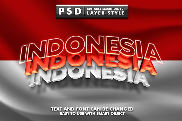 Indonesië 3d teksteffect premium psd