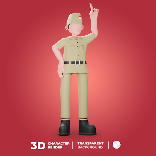 Indonesisch veteraan 3d-personage