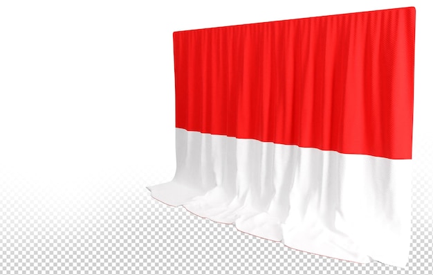 PSD indonesisch vlaggordijn in 3d weergave van de culturele diversiteit van indonesië