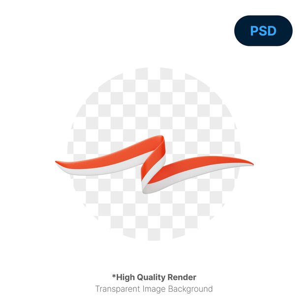 PSD indonesische vlag ribbon 3d icon premium psd