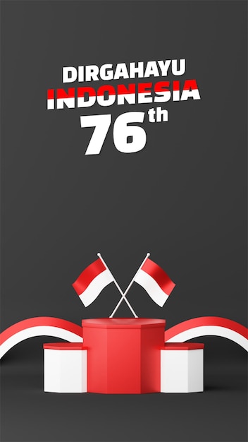 PSD indonezja dzień niepodległości pusty podium promo wyświetlacz tło portret. 17 sierpnia 76 lat indonezji