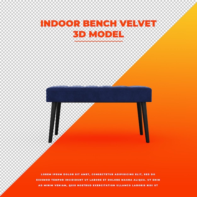 Indoor bench blue velvet