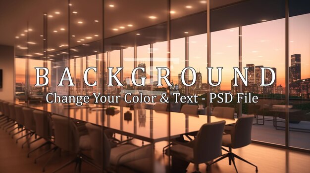 PSD Внутренняя роскошная комната для встреч с мебелью и панорамным видом нью-йорк генеративный ии